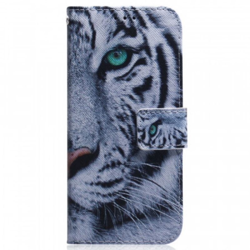 Capa Flip Para Samsung Galaxy M53 5G Tigre Branco