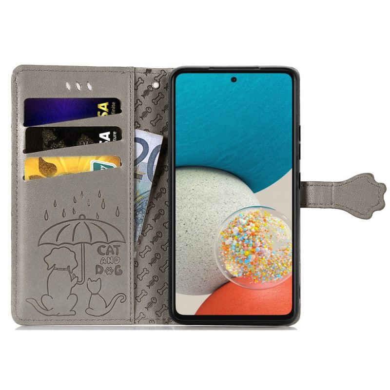 Capa Folio Para Samsung Galaxy M53 5G Animais Animados