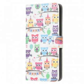 Capa Folio Para Samsung Galaxy M53 5G Bando De Corujas