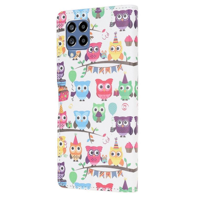 Capa Folio Para Samsung Galaxy M53 5G Bando De Corujas