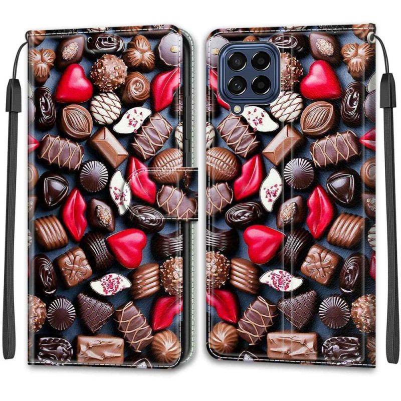 Capa Folio Para Samsung Galaxy M53 5G Chocolates