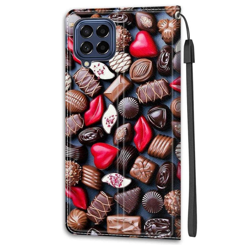 Capa Folio Para Samsung Galaxy M53 5G Chocolates