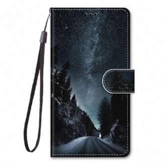 Capa Folio Para Samsung Galaxy M53 5G De Cordão Lanyard Paisagem