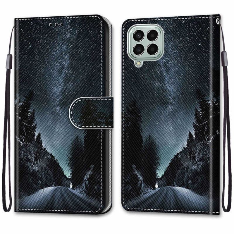 Capa Folio Para Samsung Galaxy M53 5G De Cordão Lanyard Paisagem