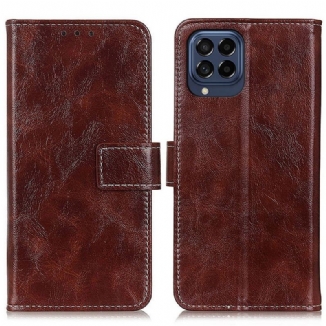 Capa Folio Para Samsung Galaxy M53 5G Couro Sintético Brilhante E Costura