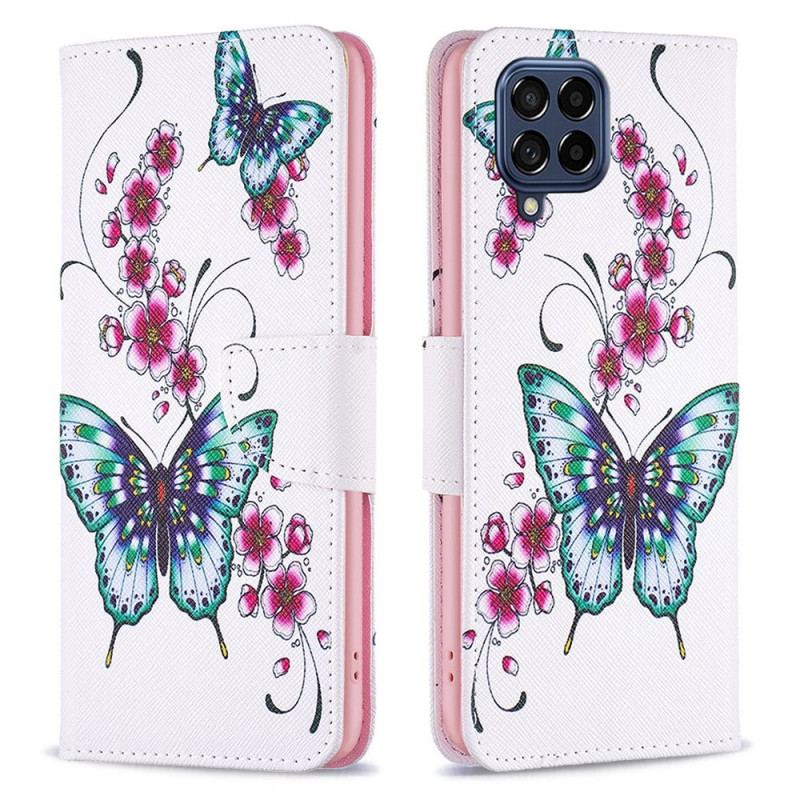 Capa Folio Para Samsung Galaxy M53 5G Declínio Borboletas