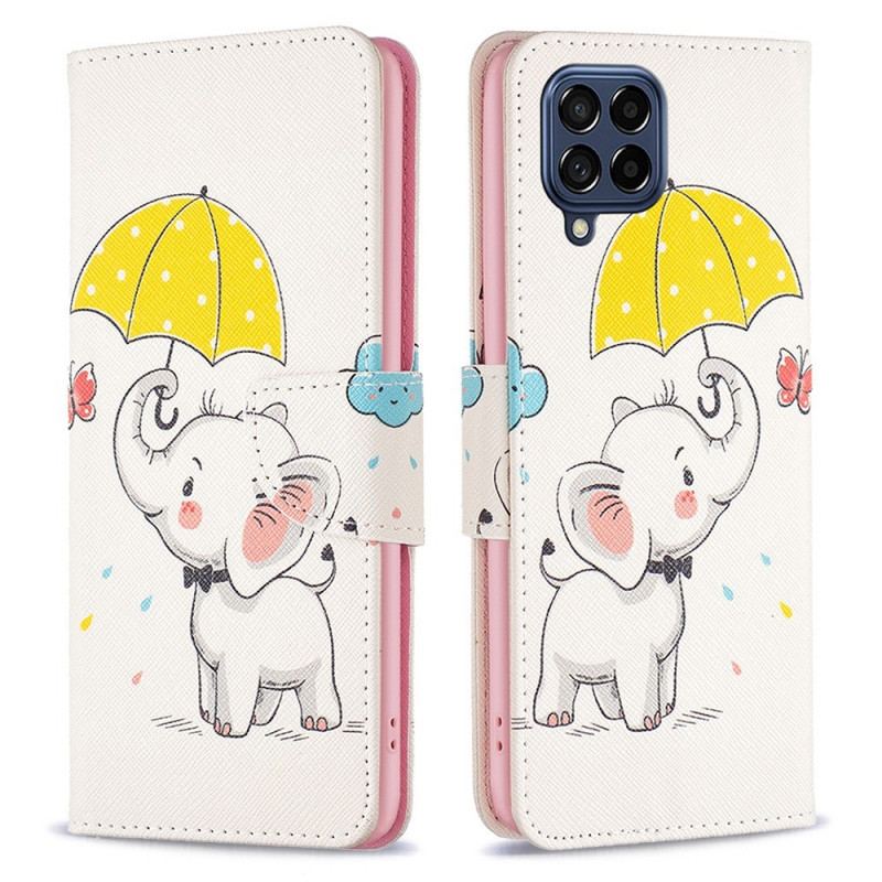 Capa Folio Para Samsung Galaxy M53 5G Elefante Bébé