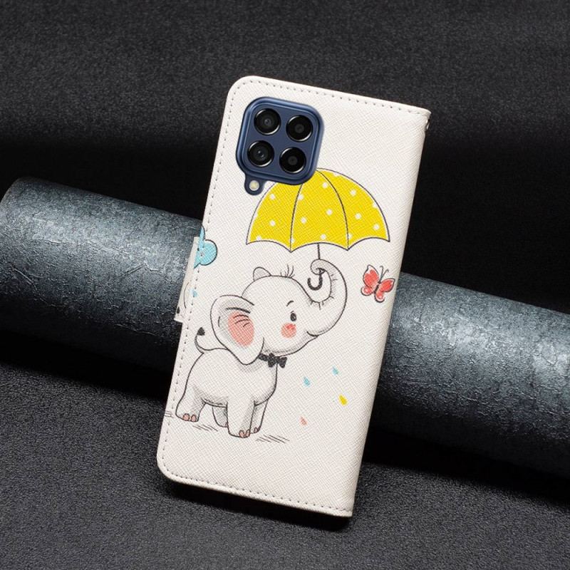 Capa Folio Para Samsung Galaxy M53 5G Elefante Bébé