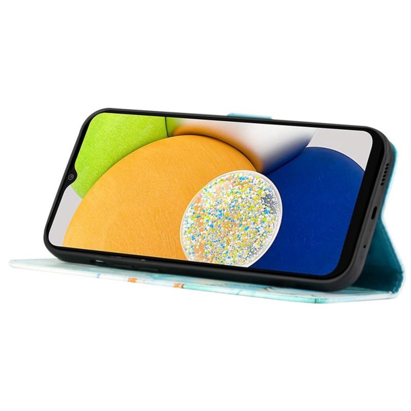 Capa Folio Para Samsung Galaxy M53 5G Mármore Com Cordão