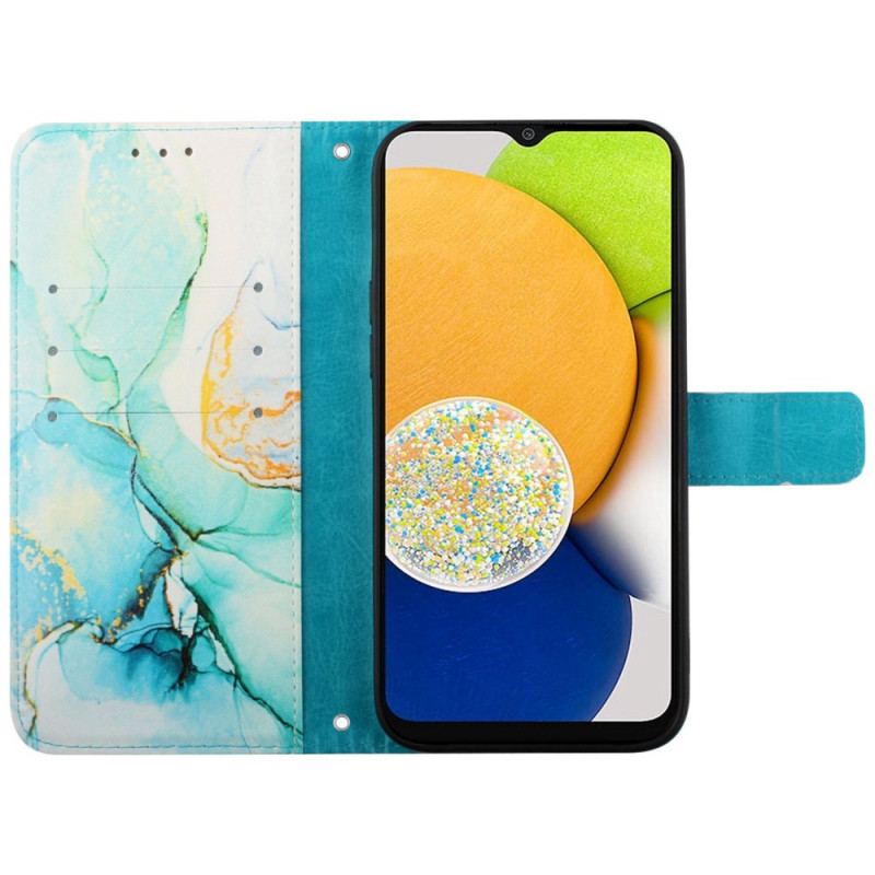 Capa Folio Para Samsung Galaxy M53 5G Mármore Com Cordão