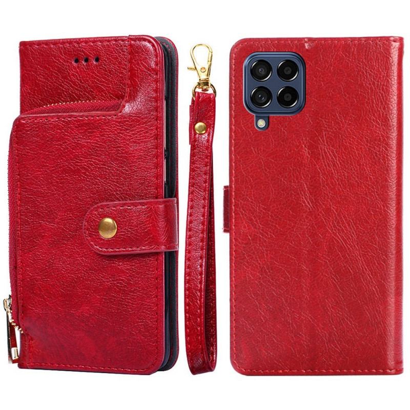 Capa Folio Para Samsung Galaxy M53 5G Porta-moedas Frontal E Cordão