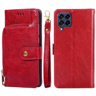 Capa Folio Para Samsung Galaxy M53 5G Porta-moedas Frontal E Cordão