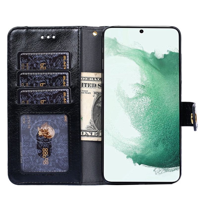 Capa Folio Para Samsung Galaxy M53 5G Porta-moedas Frontal E Cordão