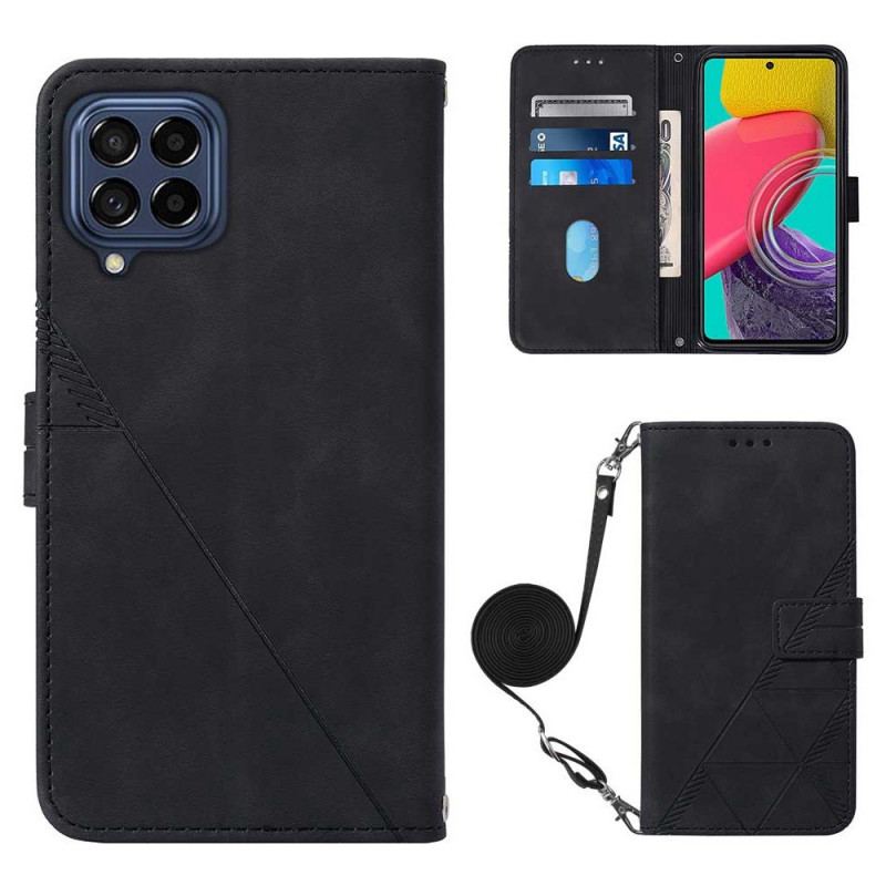 Capa Folio Para Samsung Galaxy M53 5G Triângulos De Ombro