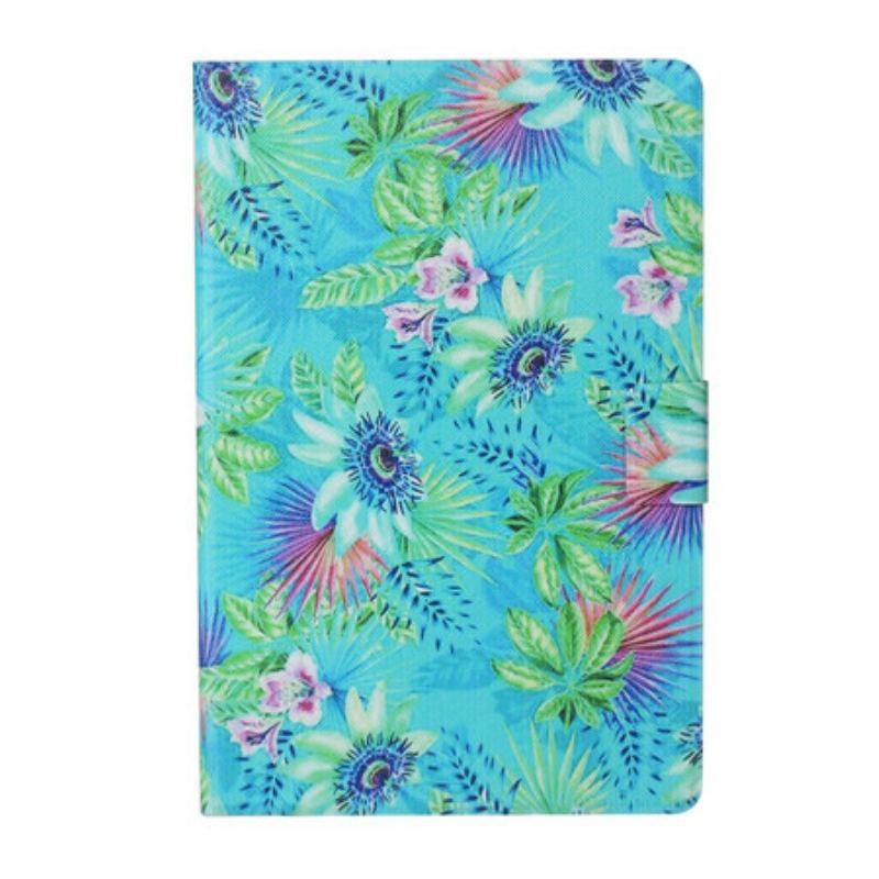 Capa Flip Para iPad 10.2" (2020) (2019) Flores E Folhas