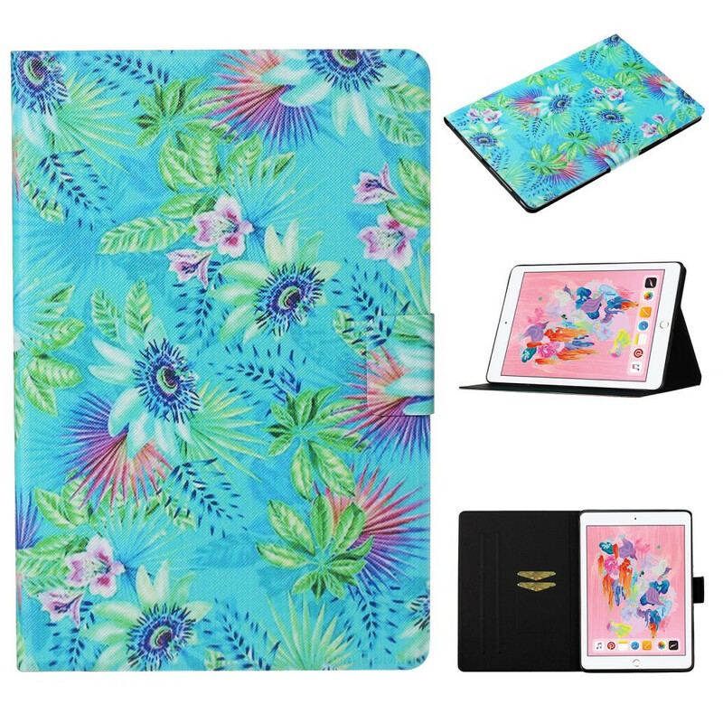 Capa Flip Para iPad 10.2" (2020) (2019) Flores E Folhas