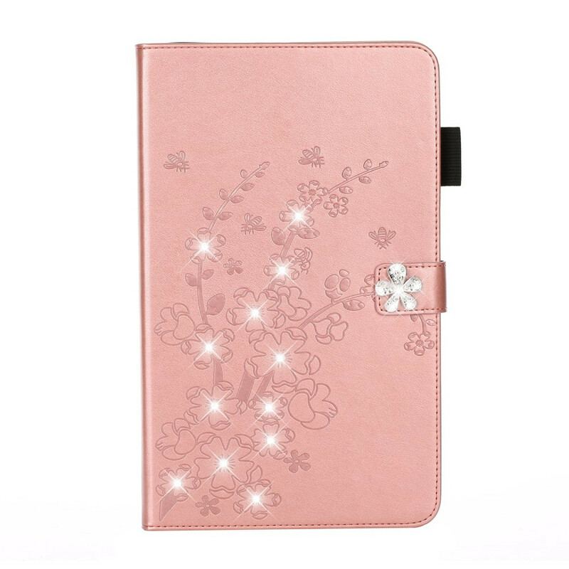 Capa Folio Para iPad 10.2" (2020) (2019) Diamantes Florais Efeito Couro