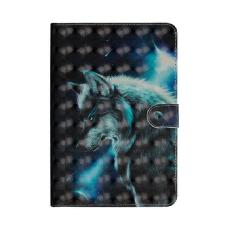 Capa Folio Para iPad 10.2" (2020) (2019) Lobo Ponto De Luz