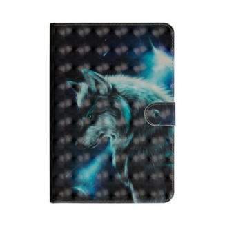 Capa Folio Para iPad 10.2" (2020) (2019) Lobo Ponto De Luz