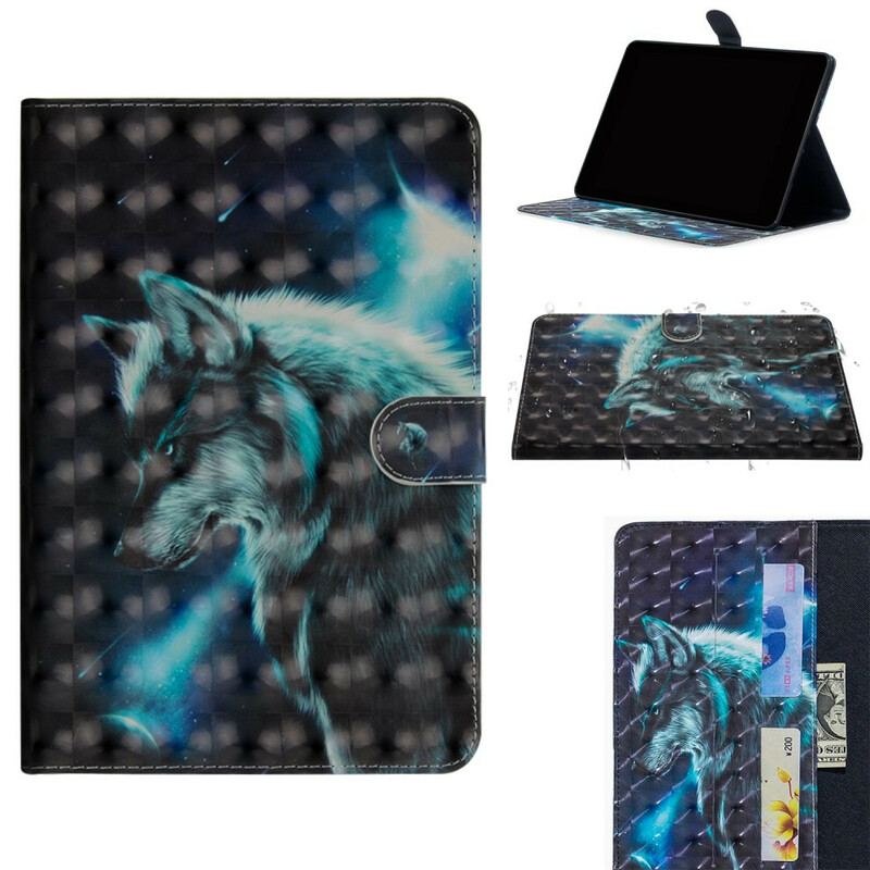 Capa Folio Para iPad 10.2" (2020) (2019) Lobo Ponto De Luz