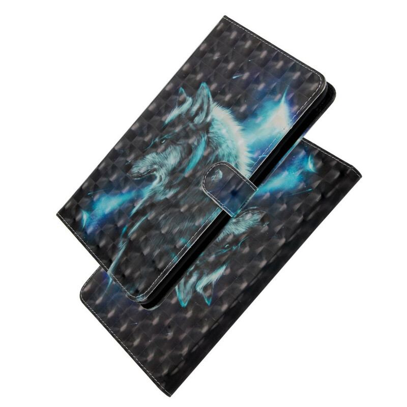 Capa Folio Para iPad 10.2" (2020) (2019) Lobo Ponto De Luz