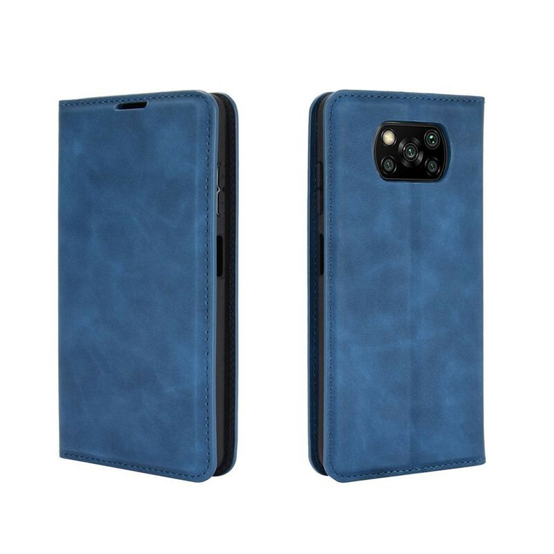 Capa De Celular Para Poco X3 / X3 Pro / X3 NFC Flip Efeito Couro Macio