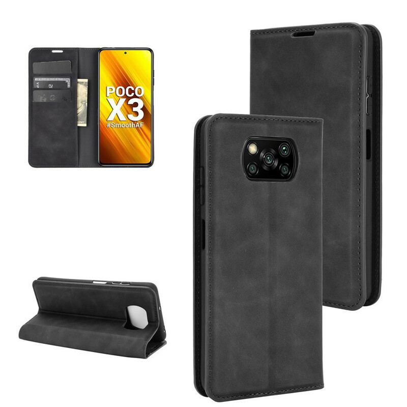 Capa De Celular Para Poco X3 / X3 Pro / X3 NFC Flip Efeito Couro Macio