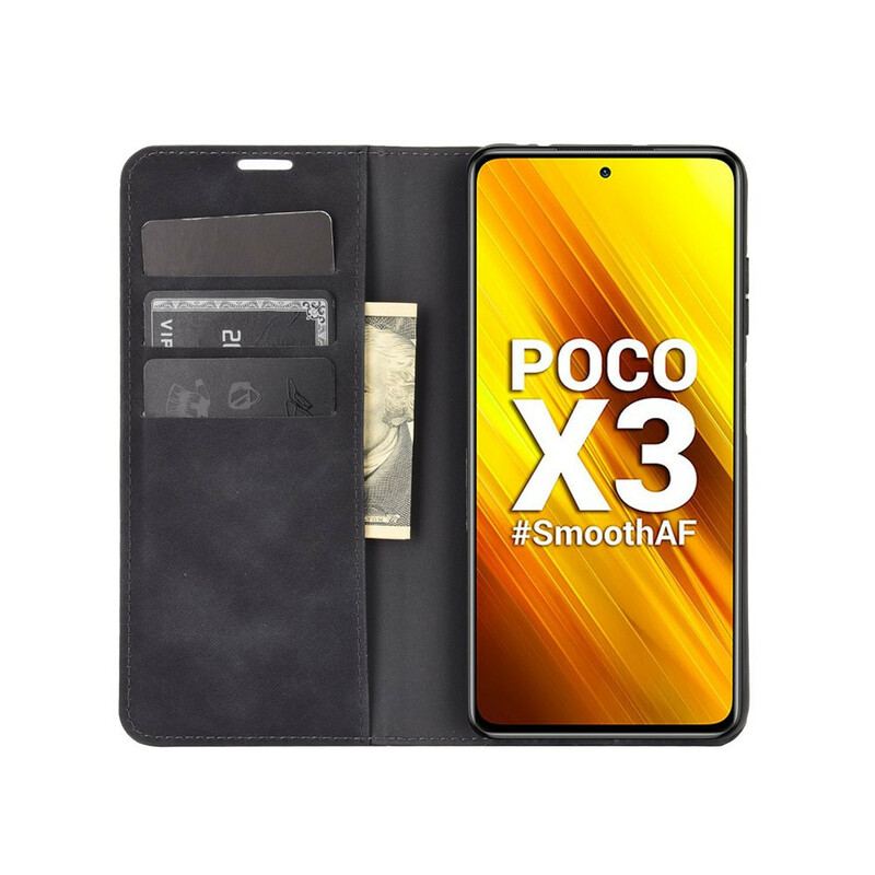 Capa De Celular Para Poco X3 / X3 Pro / X3 NFC Flip Efeito Couro Macio