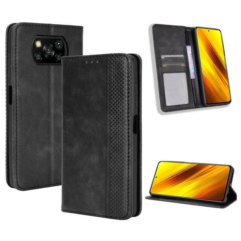 Capa De Celular Para Poco X3 / X3 Pro / X3 NFC Flip Efeito Couro Vintage Estilizado