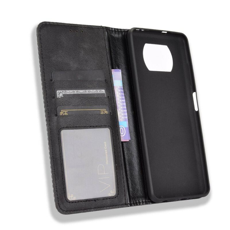 Capa De Celular Para Poco X3 / X3 Pro / X3 NFC Flip Efeito Couro Vintage Estilizado