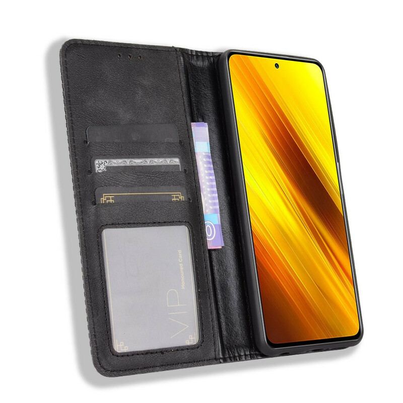 Capa De Celular Para Poco X3 / X3 Pro / X3 NFC Flip Efeito Couro Vintage Estilizado