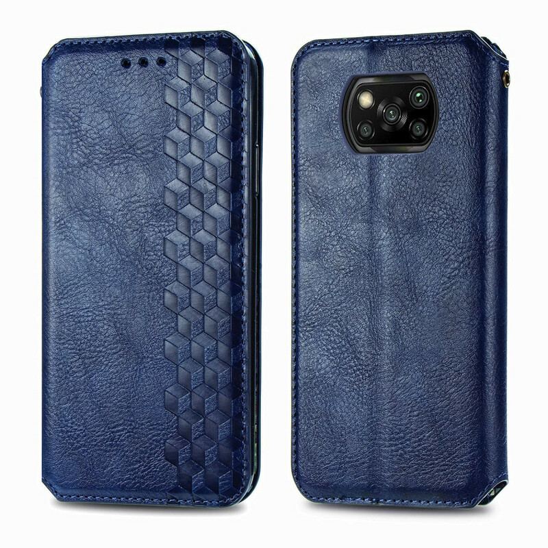 Capa De Celular Para Poco X3 / X3 Pro / X3 NFC Flip Textura Diamante Efeito Couro