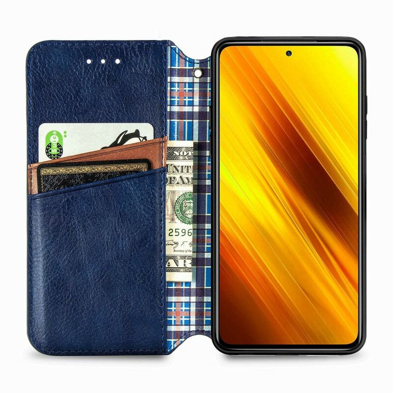 Capa De Celular Para Poco X3 / X3 Pro / X3 NFC Flip Textura Diamante Efeito Couro