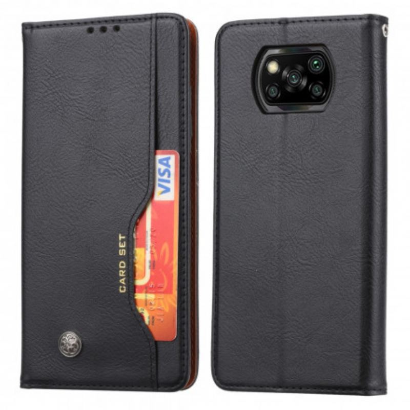 Capa De Celular Para Poco X3 / X3 Pro / X3 NFC Flip Titular De Cartão De Couro Sintético