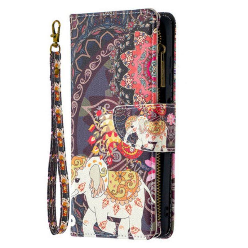 Capa De Couro Para Poco X3 / X3 Pro / X3 NFC Bolso Elefante Com Zíper