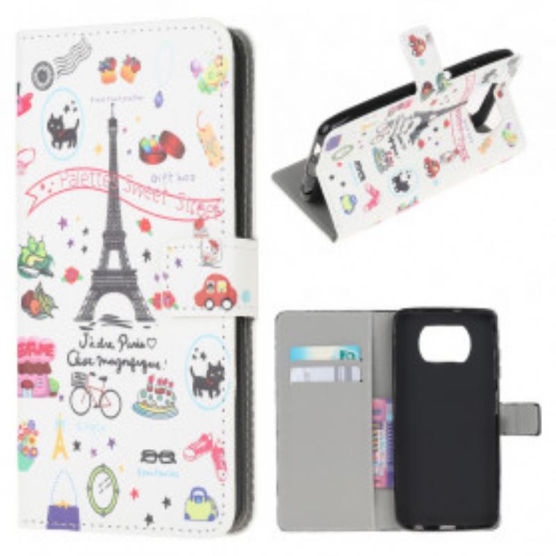 Capa De Couro Para Poco X3 / X3 Pro / X3 NFC Eu Amo Paris