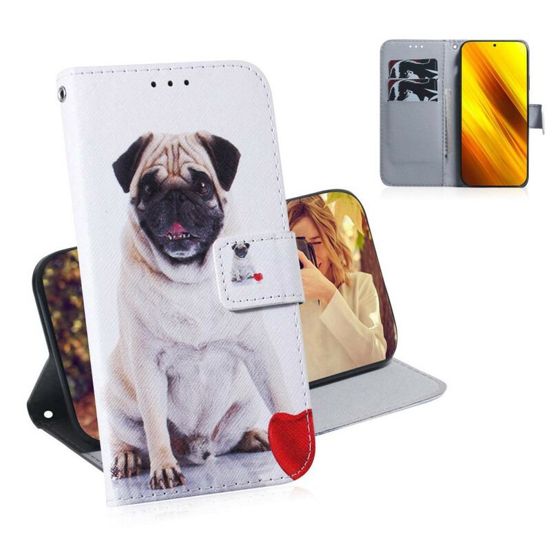 Capa Flip Para Poco X3 / X3 Pro / X3 NFC Cachorro Pug