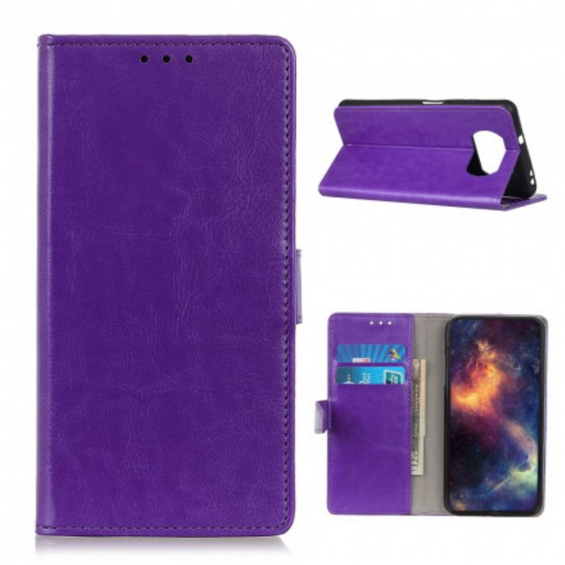 Capa Flip Para Poco X3 / X3 Pro / X3 NFC Efeito Couro Brilhante Simples