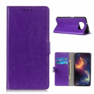 Capa Flip Para Poco X3 / X3 Pro / X3 NFC Efeito Couro Brilhante Simples