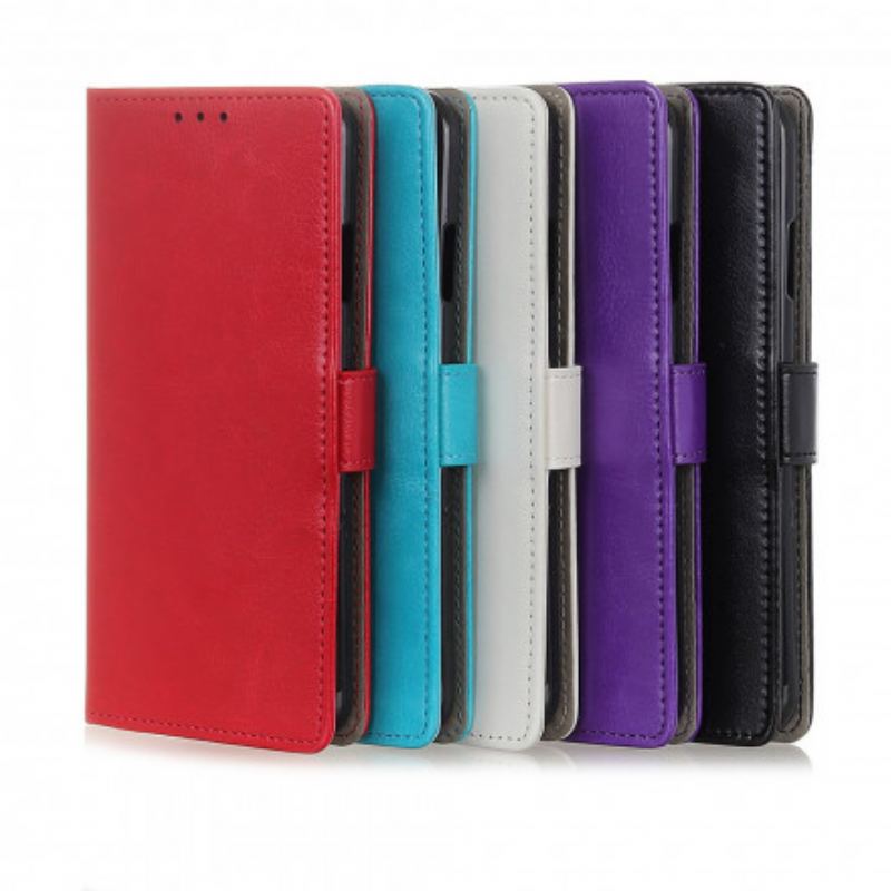 Capa Flip Para Poco X3 / X3 Pro / X3 NFC Efeito Couro Brilhante Simples