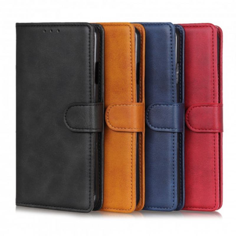 Capa Flip Para Poco X3 / X3 Pro / X3 NFC Efeito De Couro Fosco Retrô