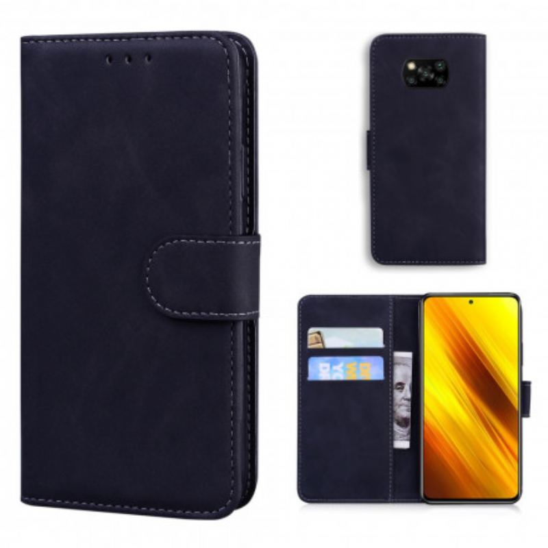 Capa Flip Para Poco X3 / X3 Pro / X3 NFC Efeito Couro Monocromático