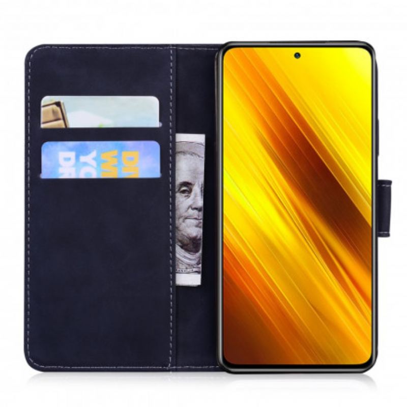 Capa Flip Para Poco X3 / X3 Pro / X3 NFC Efeito Couro Monocromático