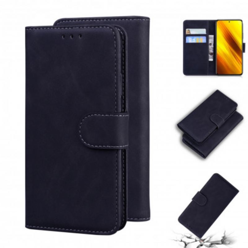 Capa Flip Para Poco X3 / X3 Pro / X3 NFC Efeito Couro Monocromático