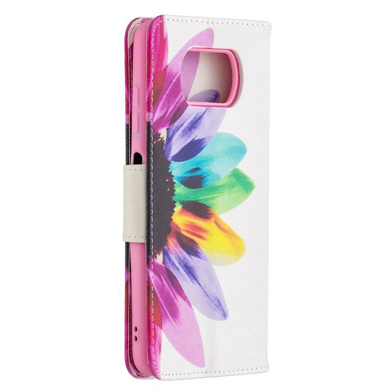 Capa Flip Para Poco X3 / X3 Pro / X3 NFC Flor Aquarela