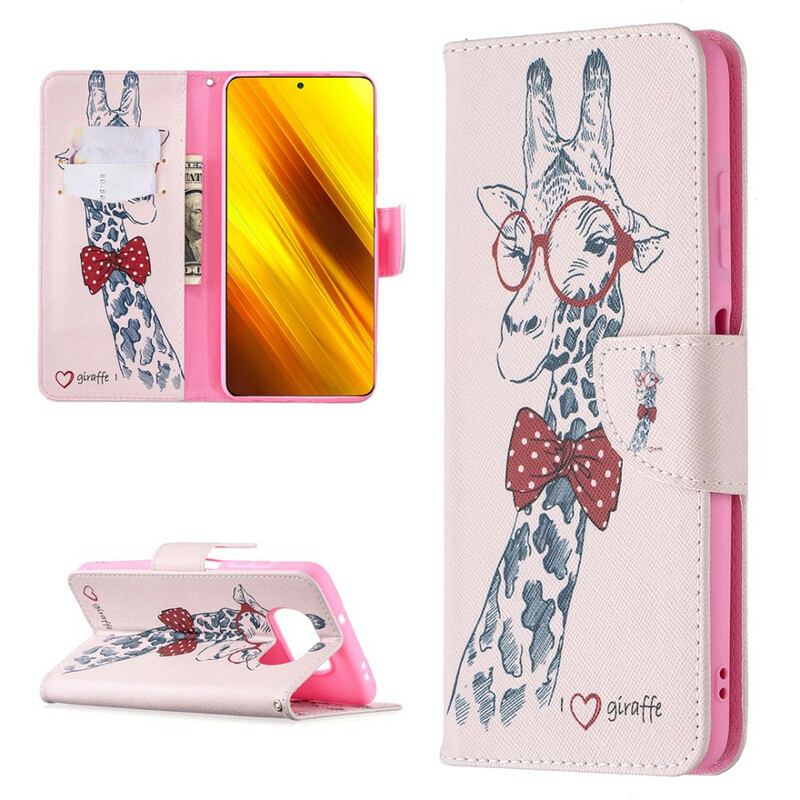 Capa Flip Para Poco X3 / X3 Pro / X3 NFC Girafa Inteligente