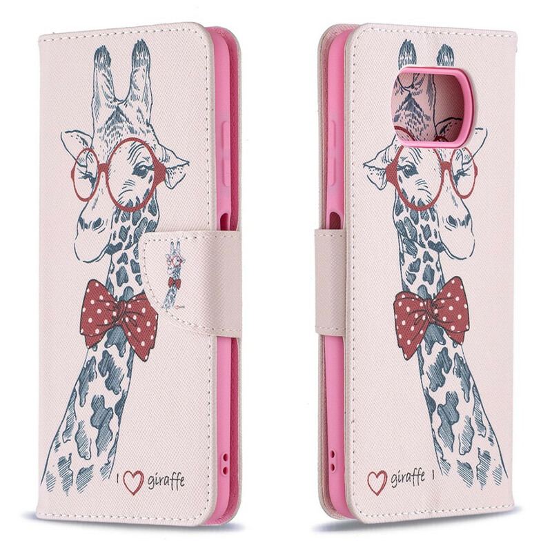 Capa Flip Para Poco X3 / X3 Pro / X3 NFC Girafa Inteligente