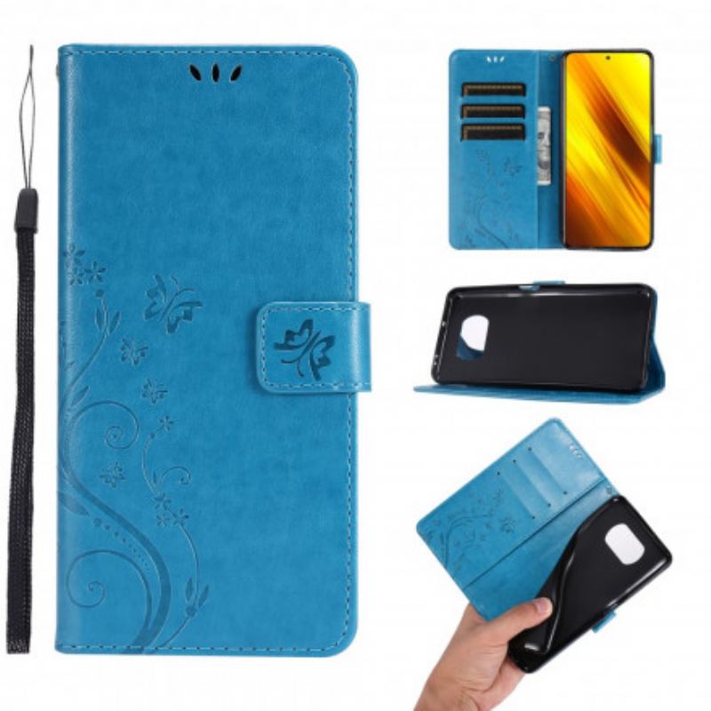 Capa Folio Para Poco X3 / X3 Pro / X3 NFC Borboletas Ao Vento