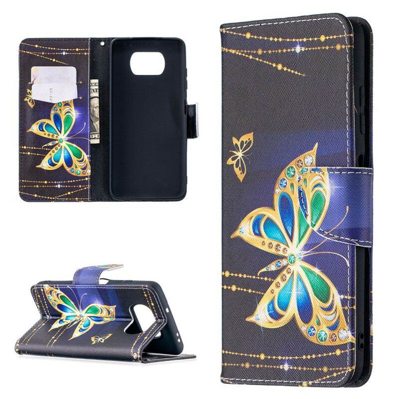 Capa Folio Para Poco X3 / X3 Pro / X3 NFC Borboletas Mágicas