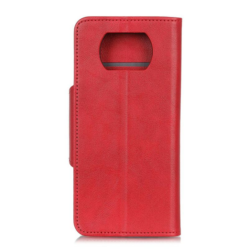 Capa Folio Para Poco X3 / X3 Pro / X3 NFC Botão De Couro Falso